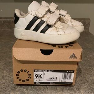Adidas Kids Grand Court 2.0 CF Sneakers - White and Black Stripes